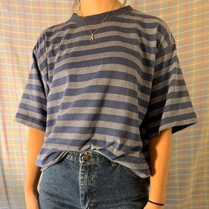 vintage oversized stripe blue t shirt